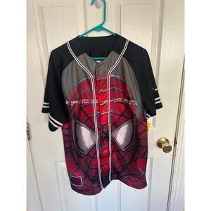 Vintage 2003 Spider-Man 2 Movie Promo ButtonUp Jersey Marvel Comics Medium‎